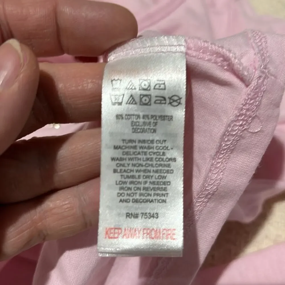 Issac Mizrahi 5/6 pink long sleeve love tee shirt sequined flip like new EUC